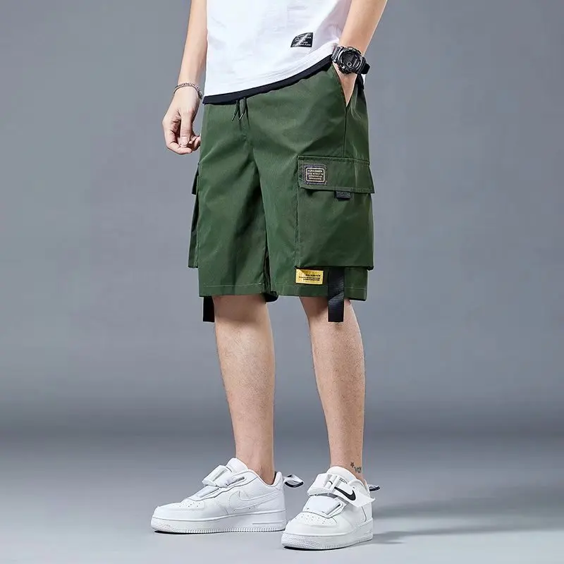 

Summer Casual Shorts Men Pockets Black Cargo Pants Shorts for Male Fashion Daily Sport Streetwear Techwear Army Beach Shorts