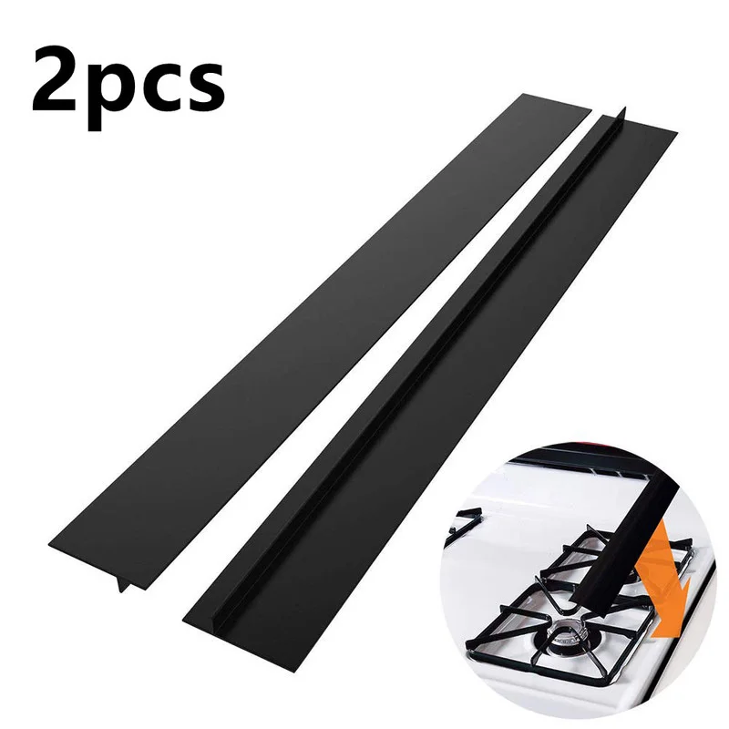 2PCS Silicone Stove Counter Gap Cover Flexible Sealing Strip Kitchen Oil-gas Slit Filler Heat Resistant Mat Oil and Dust Barrier
