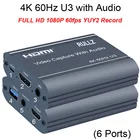 Карта видеозахвата 4K, USB 3,0, HDMI, USB, игровой рекордер для PS4, PS5, DVD, видеокамера, запись, прямая трансляция