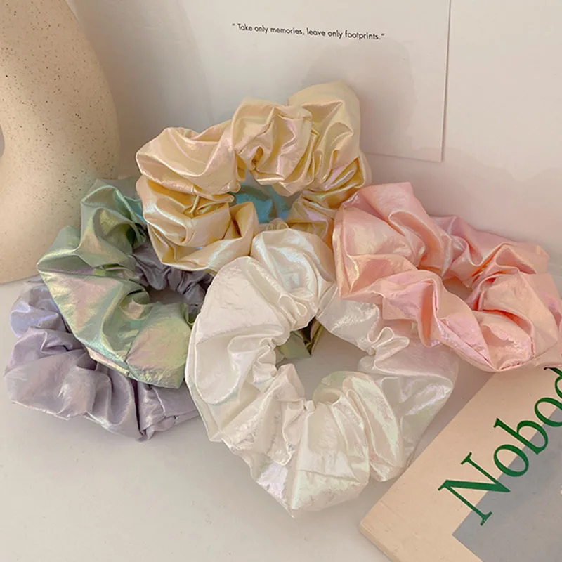 

Women Reflect Light Shinny Hair Bands Polyester Solid Color Silk Hair Ties Scrunchie Ponytail Holder Hair Accessories Headband