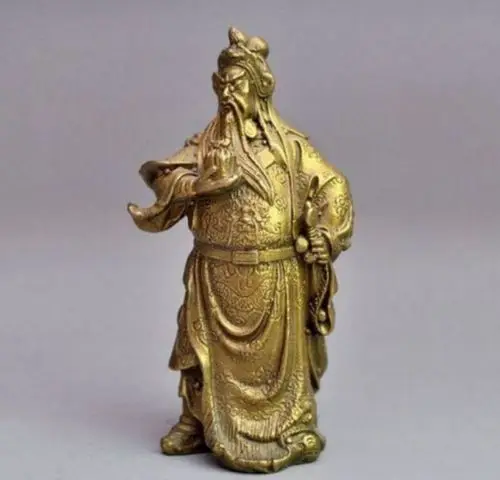 Редкий китайский бронзовый Медь Dragon Warrior Guan Gong|Статуэтки и миниатюры| |