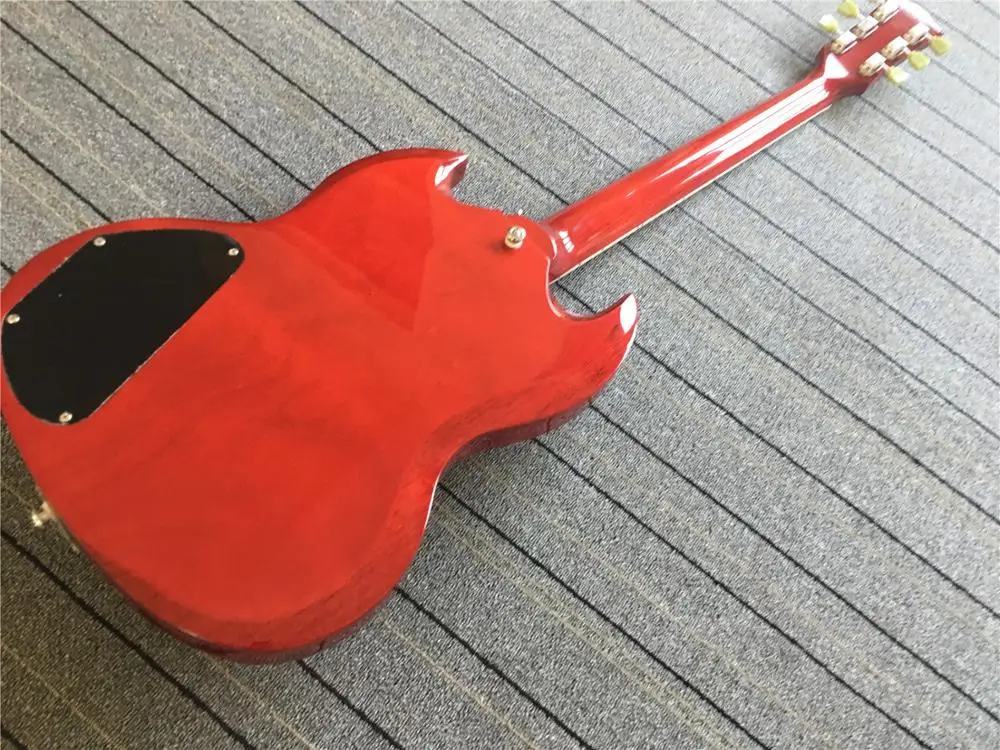 Китайский продукт Красная гитара Блочная инкрустация Бесплатная