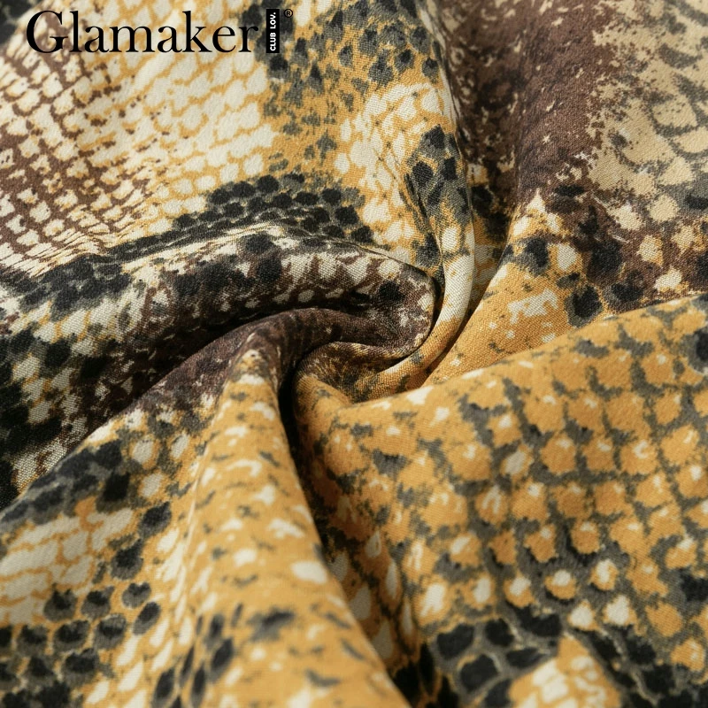 Женское винтажное платье со змеиным принтом V образным вырезом|Женские платья| |