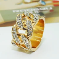 punk miami cuba chain rings for men women 18k gold color micro mosaic austrian white diamond jewelry iced out cuban street ring