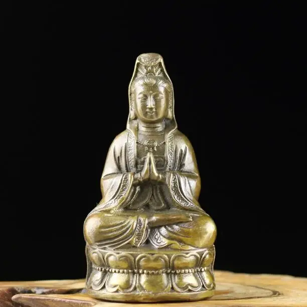 Медный сатуэ Гуаньинь медный Авалокитешвара антикварная до старый Кван-Инь