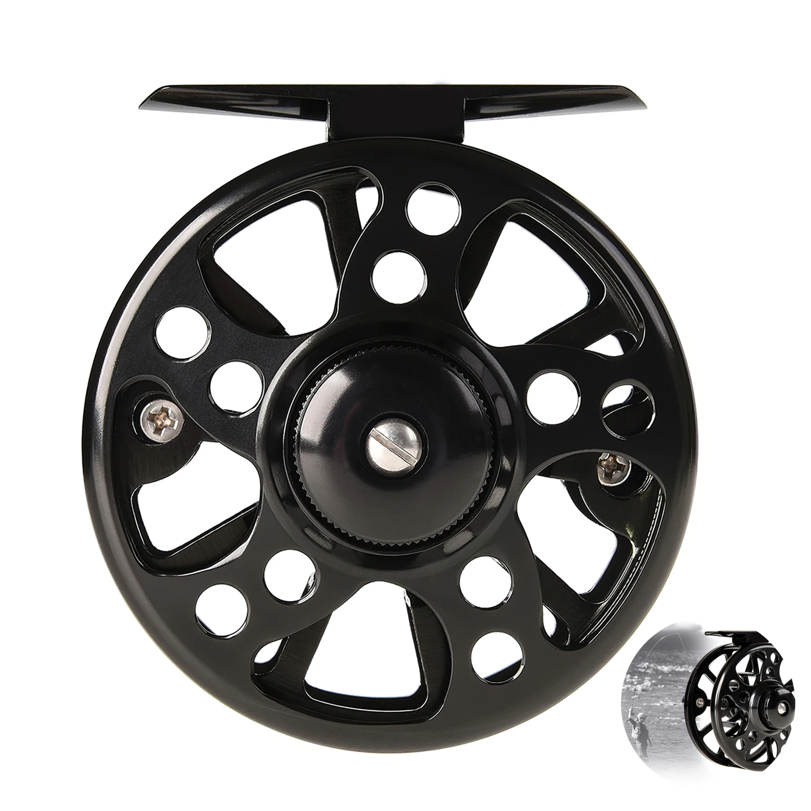 

Катушка для ловли нахлыстом из алюминиевого сплава, Портативная Черная легкая катушка для ловли нахлыстом, Аксессуары для рыбалки, игрушка