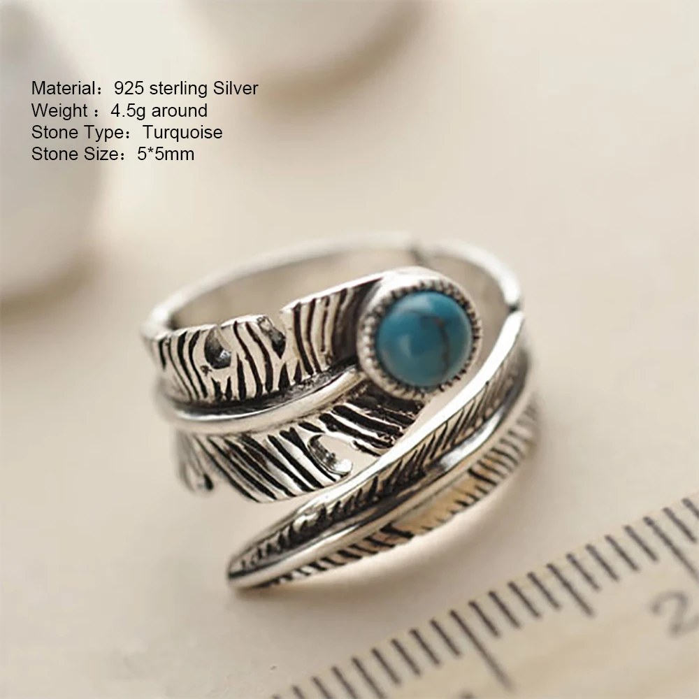 Настоящее серебро 925 пробы кольца для мужчин и женщин винтажное перьевое кольцо с