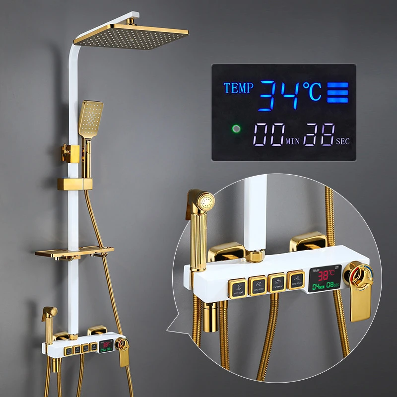 Набор для душа с термостатом лейка из латуни водопад ванной комнаты квадратная