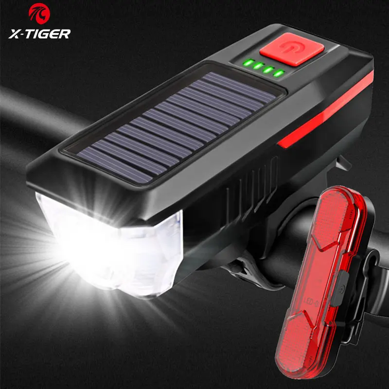 

Фонарь велосипедный X-TIGER лампа солнечного света для велосипеда, водонепроницаемый Передний фонарь для велосипеда, зарядка через USB, Аксессу...