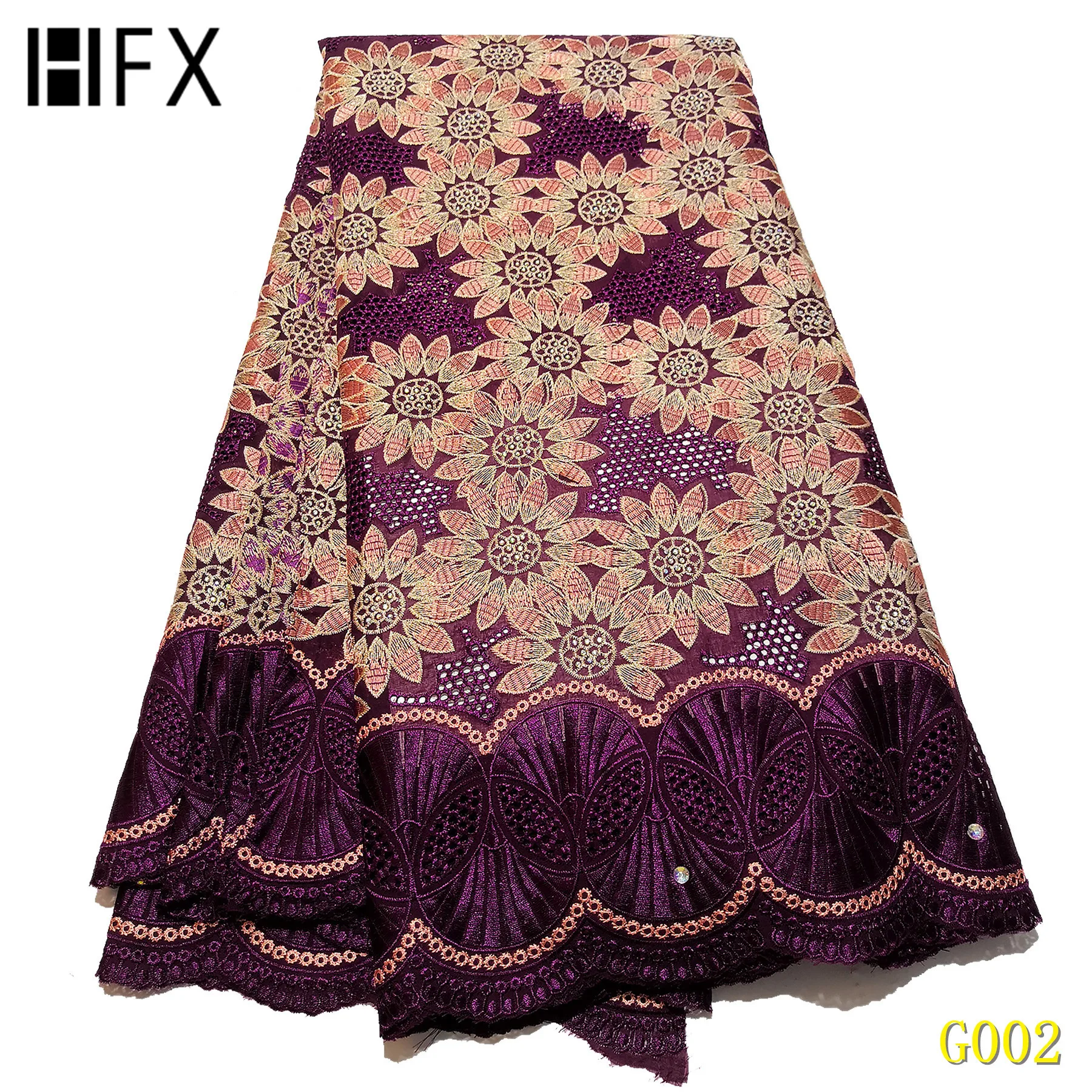 

HFX 2019 Latest Swiss African Cotton Lace Fabric High Quality Swiss Voile Lace In Switzerland With Stones For Every Dress G004