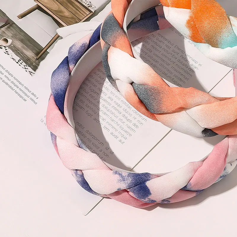 

Braid Padded Headbands Gradient Color Twist Braid Hair Hoop Tie-dye Cloth Head Hoop Fashion Simple Hairband Hair Accessories