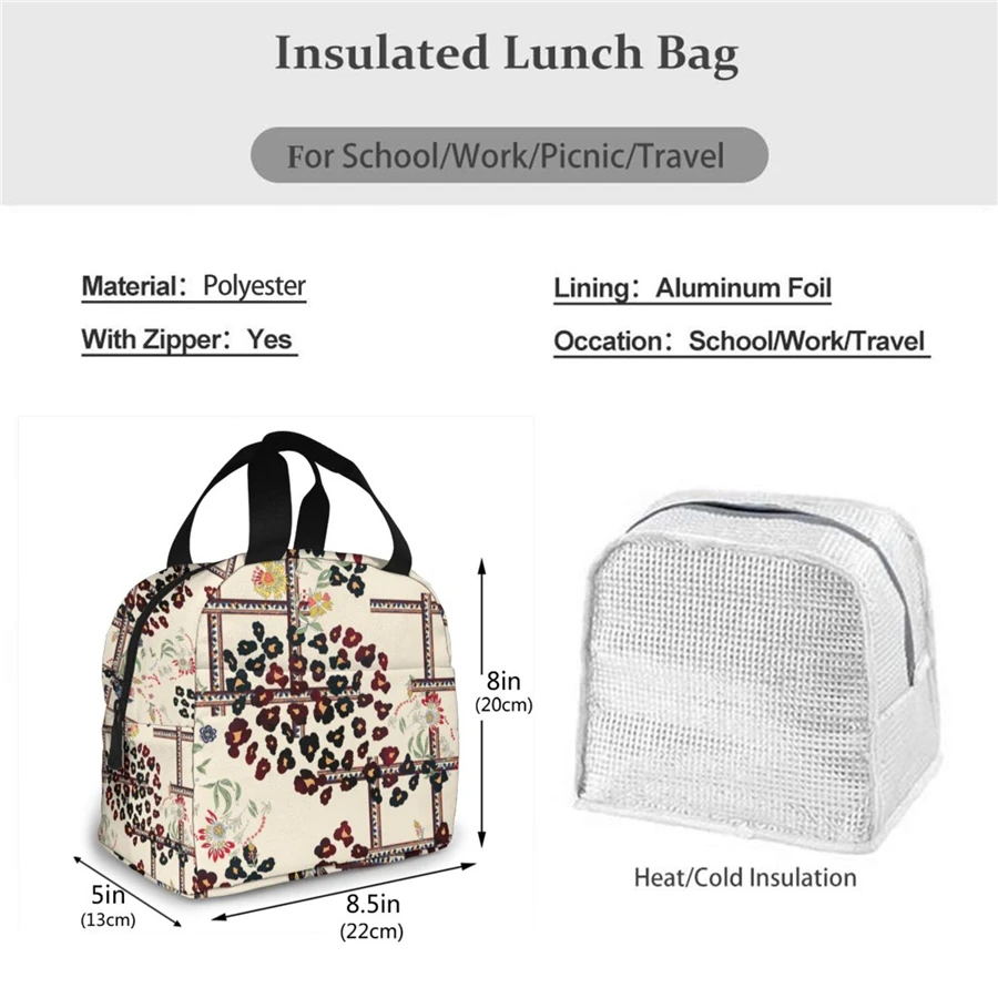 

Noisydesigns Leopard Dot Portable Insulated Cooler Picnic Lunch Bag Thermal Food Tote School Kids Office Ladies Women Heat