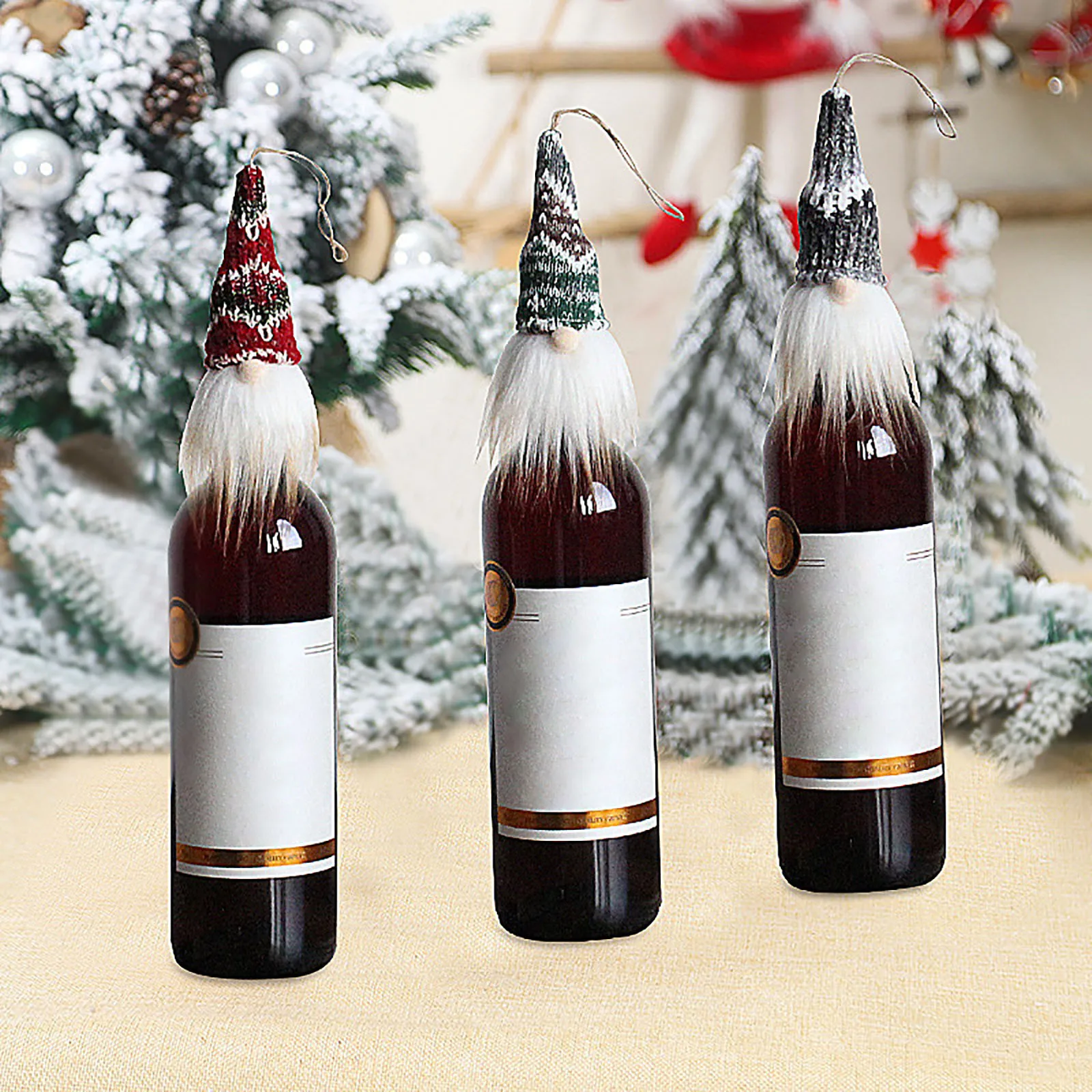 

5pc Christmas Wine Bottle Decoration Faceless Doll Wine Bottle Holder Santa Claus Wine Bag Champagne Dress Up Bottle Cover Decor