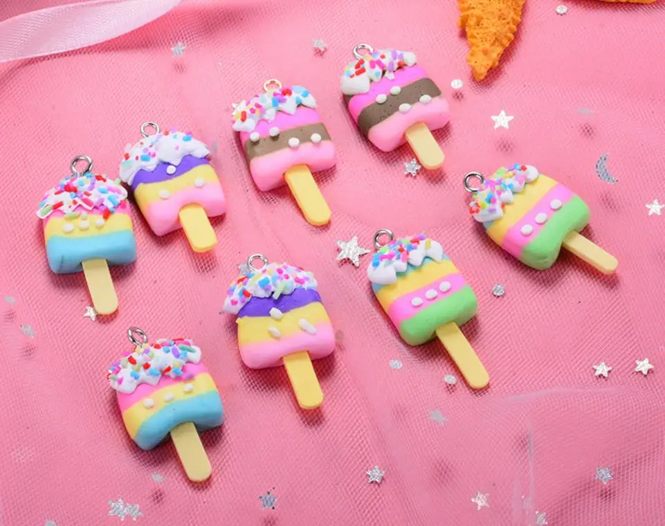 Kawaii Полимерная глина для мороженого с плоской задней частью из смолы в форме