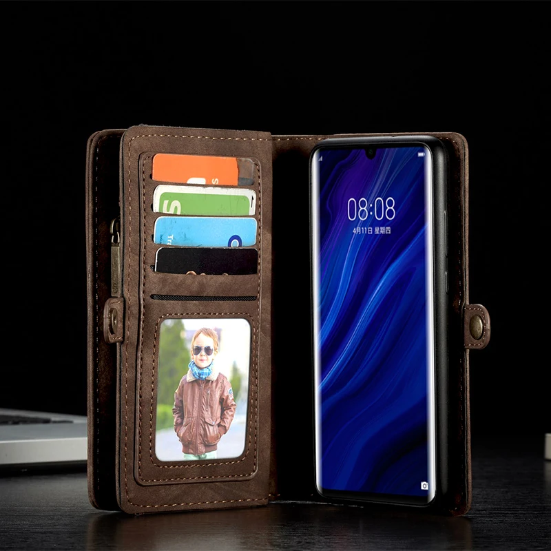 Чехол-Кошелек для huawei P30 P30 Pro, съемный кожаный чехол-книжка для телефона huawei mate 20 P20 Lite, кошелек на молнии, сумка для телефона