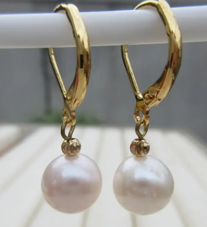 

Top Quality REAL ROUND 7-8MM SOUTH SEA WHITE PEARL 14k/20 GOLD EARRINGS