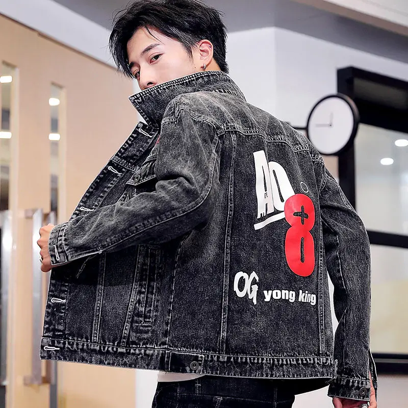 Мужские джинсовые куртки новые с буквенным принтом пальто высокого качества