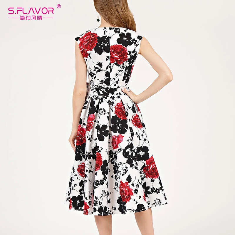 Женское платье трапециевидной формы S.FLAVOR летнее элегантное винтажное без