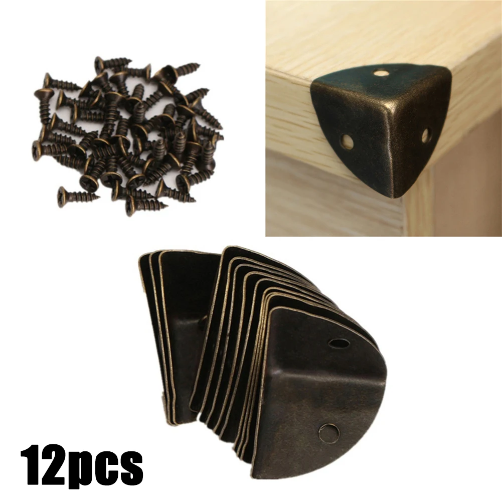 

12pcs Furniture Decorative Corner Antique Jewelry Gift Wood Box Corner Protector Retro Case Edge Metal Protection Cover