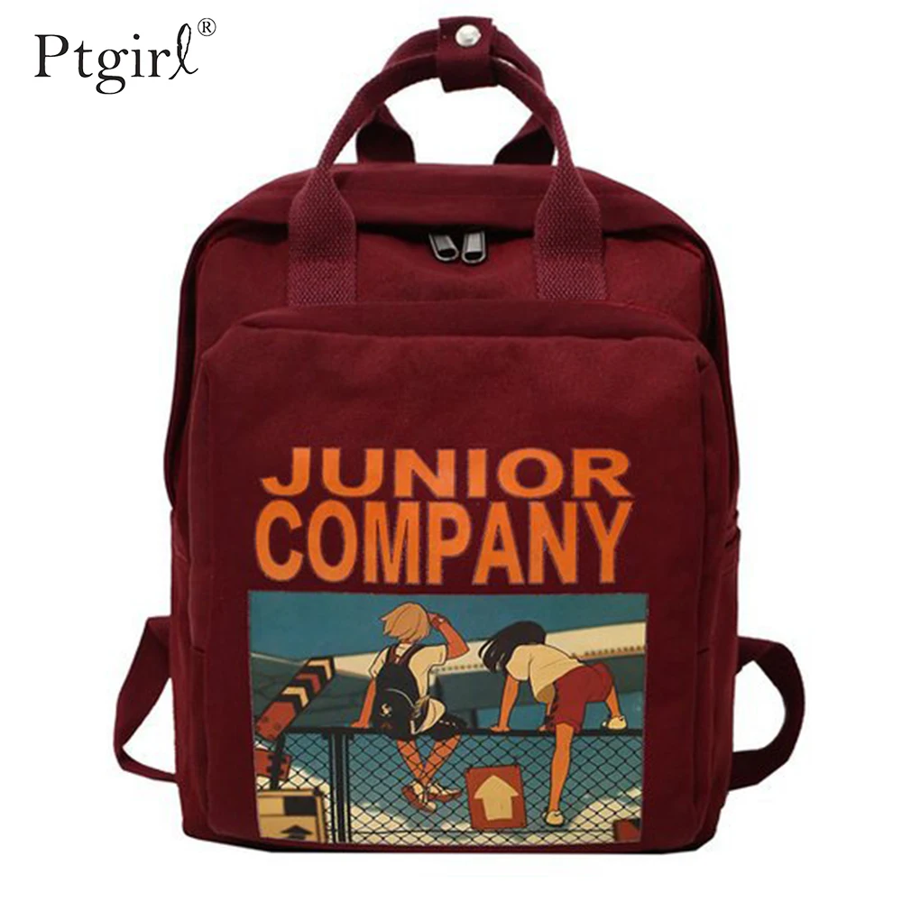 

Женский нейлоновый водонепроницаемый рюкзак с мультипликационным принтом в стиле ретро, школьный рюкзак с кольцом для девочек-подростков, ...