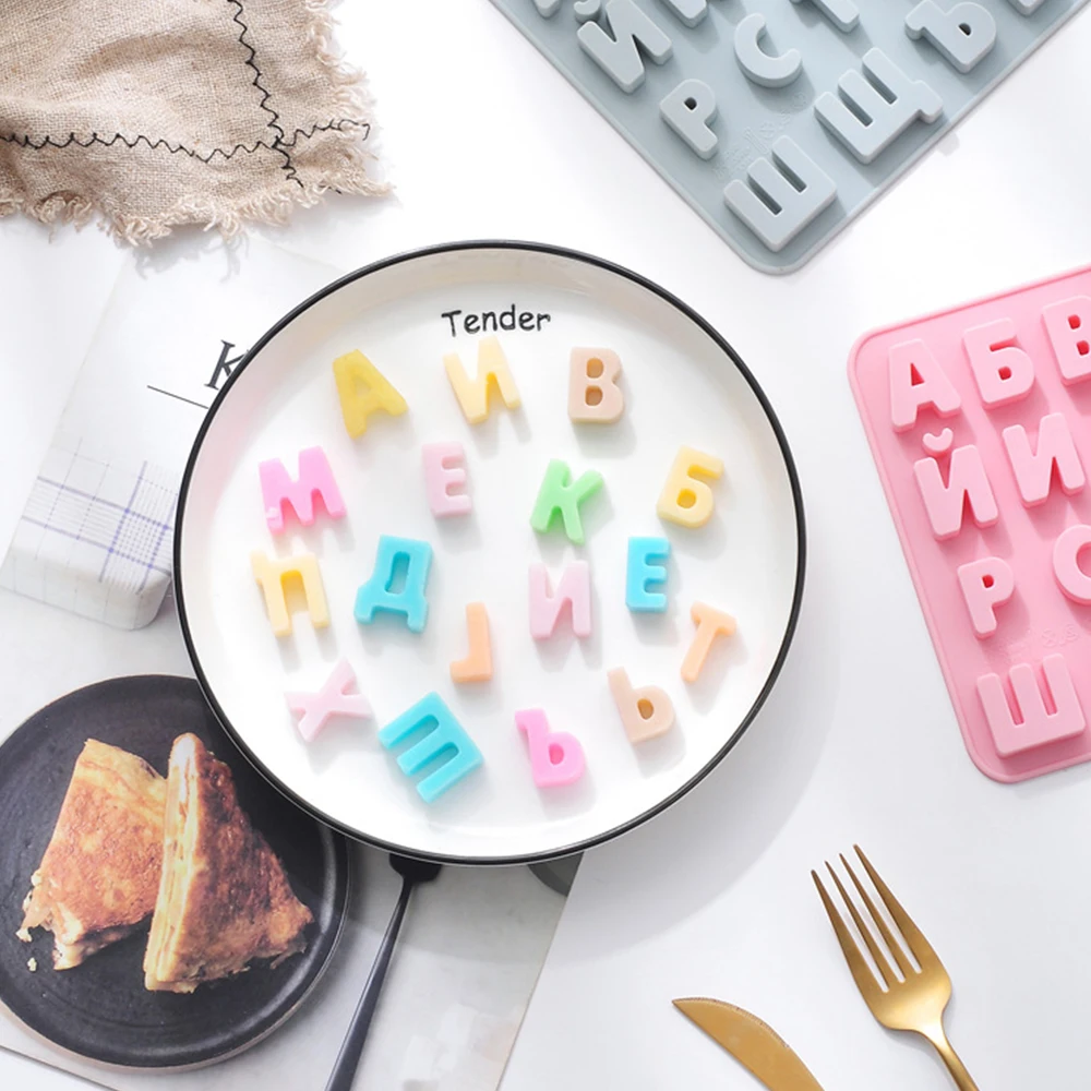 Силиконовая 3D форма с русским алфавитом для шоколада русскими буквами