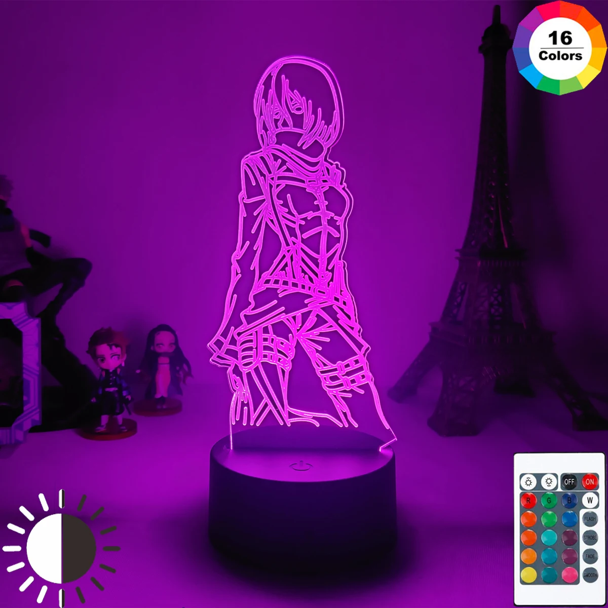 

Attack on Titan Mikasa Ackerman Figure Kids Nightlight for Room Decoration Led Color Changing Night Light Anime Gift 3d Lamp