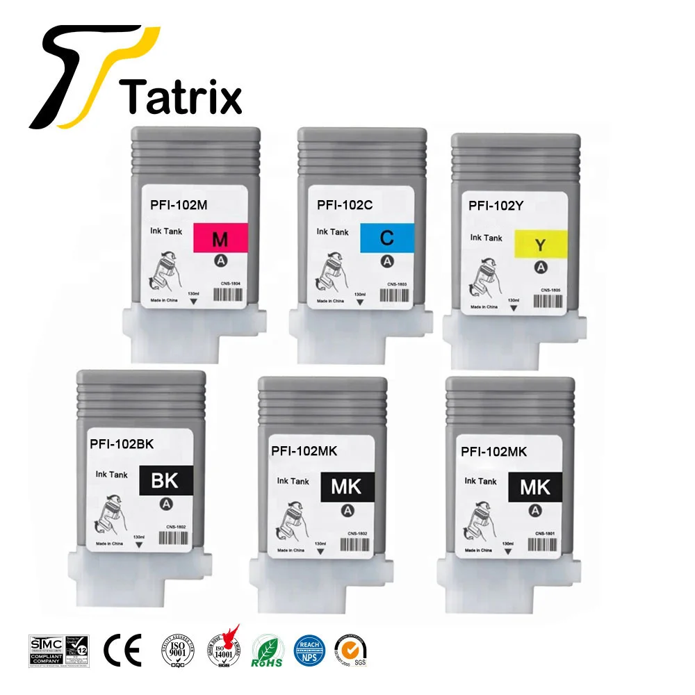 Tatrix PFI 102 PFI102 Премиум Цвет Совместимый струйный картридж для canon IPF500 IPF510 IPF610 IPF700