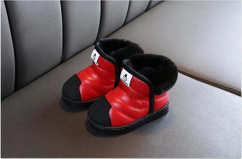 Детская зимняя обувь для мальчиков и девочек Теплая плюшевая мягкая подошва