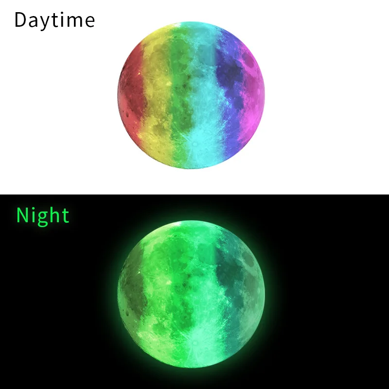 30cm Large 3D Luminous Wall Stickers Green/Pink/Blue/Colorful Moon Kid Room Home Decor Bedroom DIY Art Decals Glow Sticker | Дом и сад