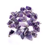 5pcs natural amethysts rough mineral stone pendants irregular crystal charms for diy jewelry making necklace supplies