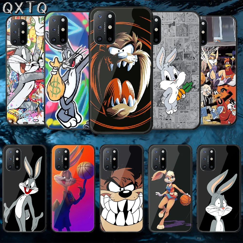 

QXTQ Bugs Cartoon Rabbit Tempered Glass Mobile Phone Bag Case Cover For Oneplus Oppo Realme Find X2 3 6 7 8 9 T Pro Nord Gt Neo