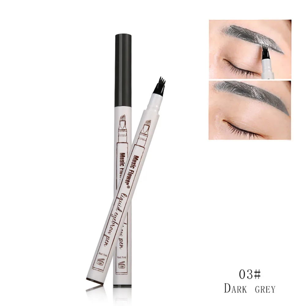 

4 headed Eyebrow Pen 3 Colors Liquid Brow Pencil Dark Brown Microblading Eyebrow Pencil Waterproof Eyebrow Tattoo Pen Cosmetic