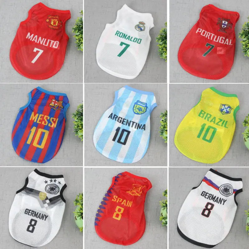 Летняя одежда для собак Dog футболки спортивные футбольных команд Jersy тонкая