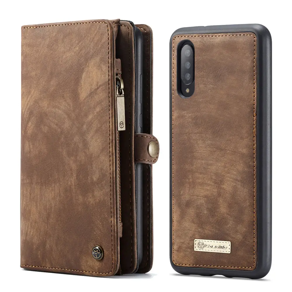 Коричневый Coque для samsung A20 A20E A30 A40 A50 A70 A80 A90 съемный кошелек чехол 2 в 1 съемный кожаный чехол с откидной крышкой на магните чехол - Цвет: Коричневый