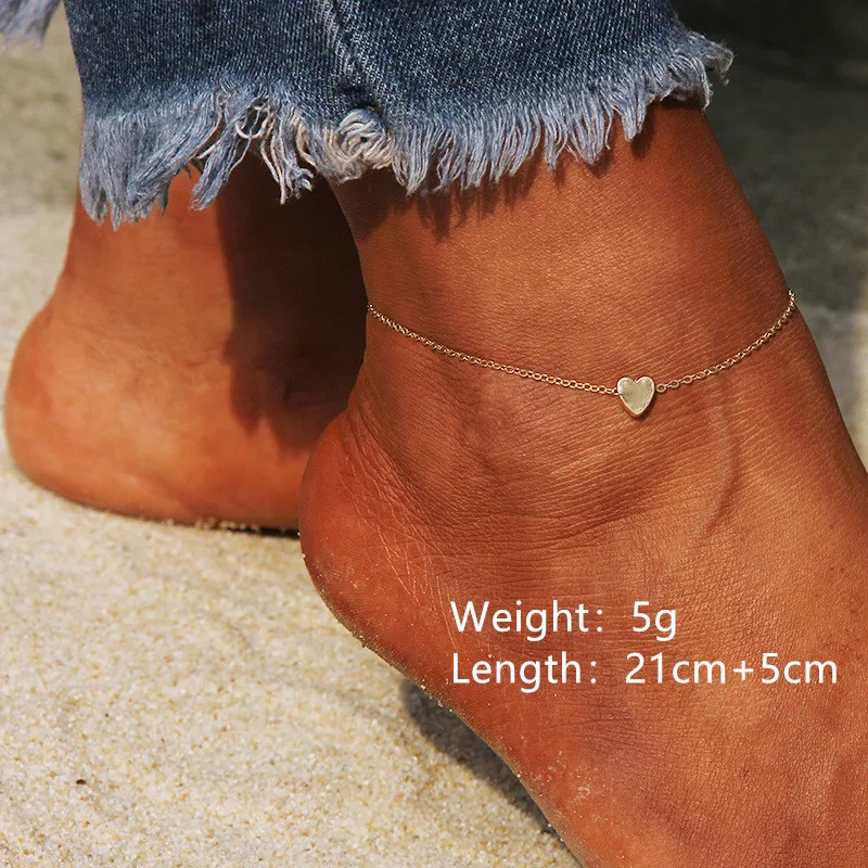 Женские браслеты на босую ногу в форме сердца сандалии кроше ювелирные изделия