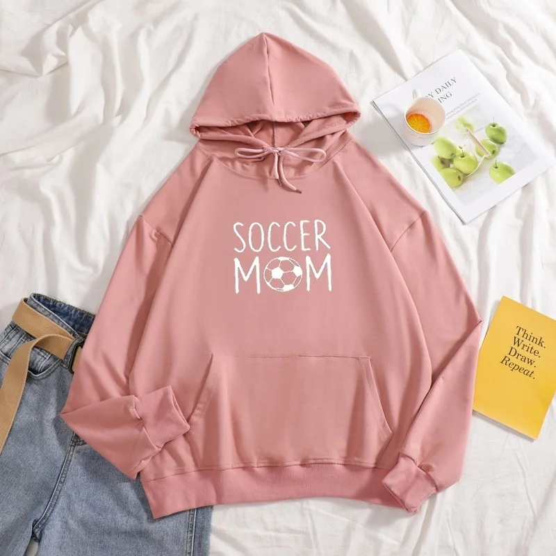 

New 2020 Soccer Mom letter Print plus size Women hoodie Cotton Casual Funny drawcord hoodies For Lady Girl