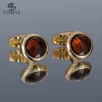 cufflinks for men tomye xk20s048 2 high quality fashion brown crystal round shirt cuff links for gifts