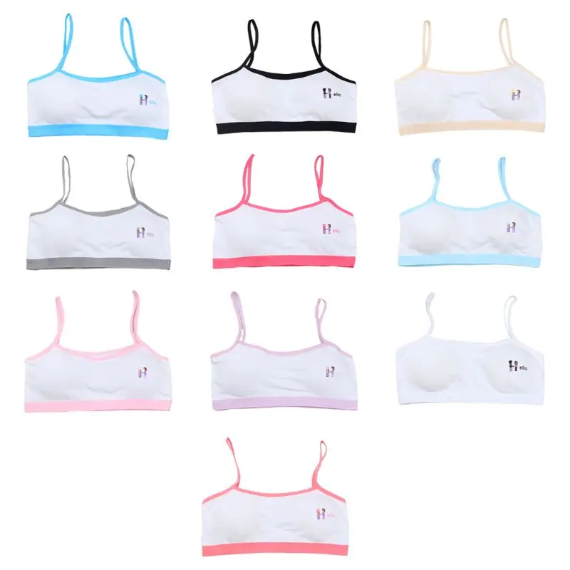 Хлопковый спортивный бюстгальтер для молодых девушек на бретельках без косточек