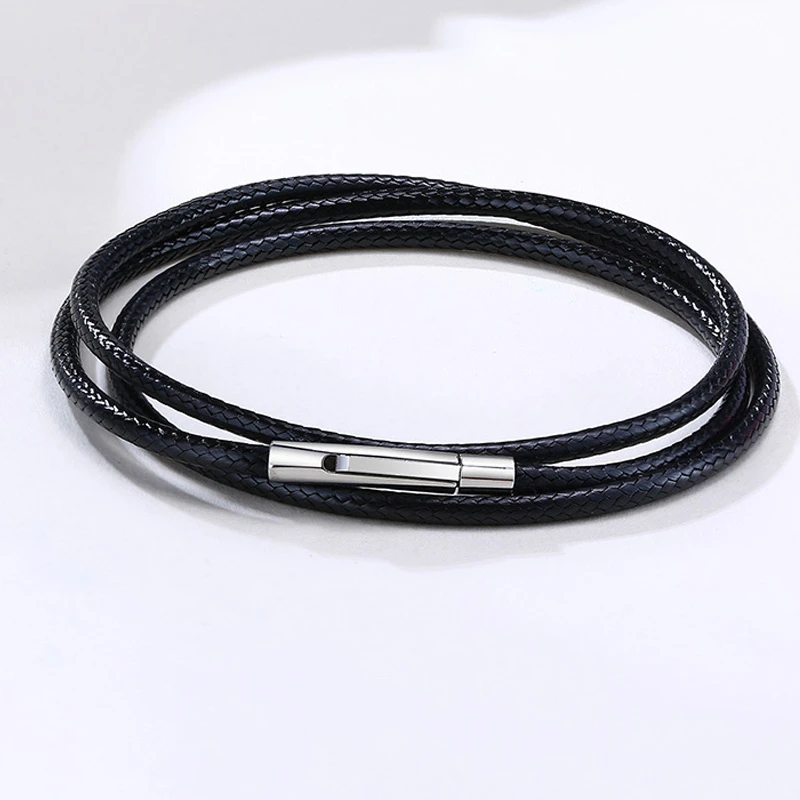 Коричневая Черная Плетеная кожаная цепочка на шею для мужчин и женщин застежка