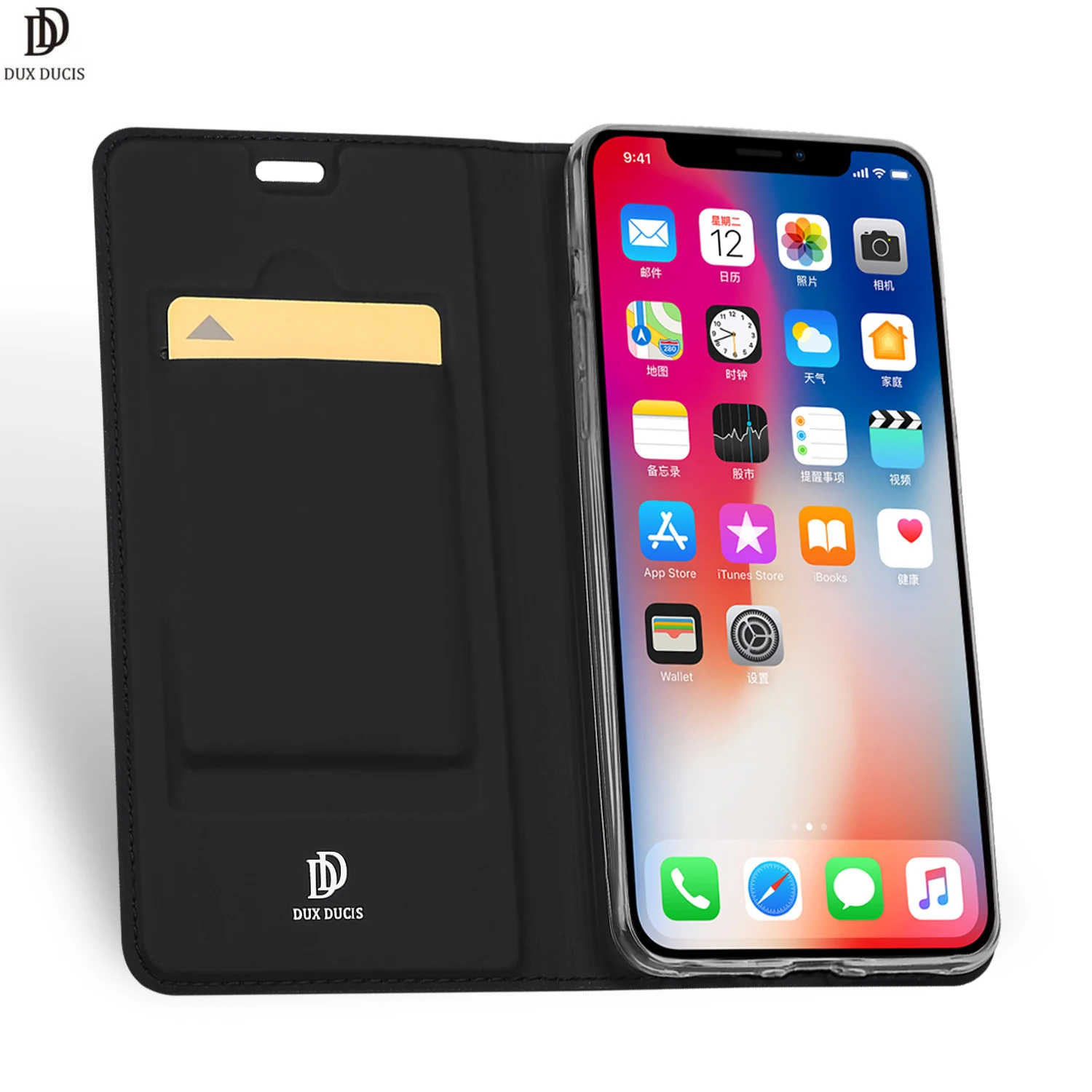 

For iPhone XR IOS XR DUX DUCIS Skin Pro Series Leather Wallet Flip Case Full Protection Steady Stand Magnetic Closure