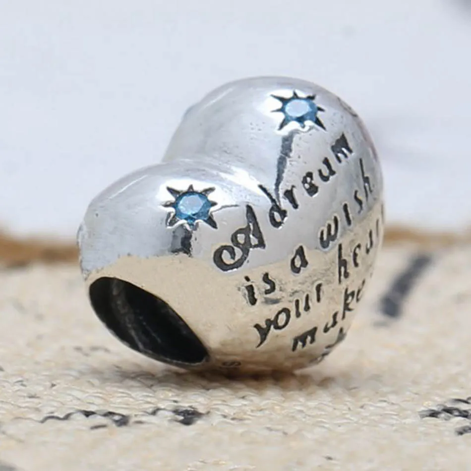 Подлинная S925 бисер DIY Ювелирные изделия МЕЧТА и сердце Шарм подходит леди