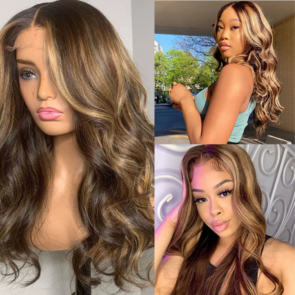 

Парик из натуральных волос с сапфировым узором, каштановый блонд, Т-образный парик из натуральных волос, бразильский парик для женщин