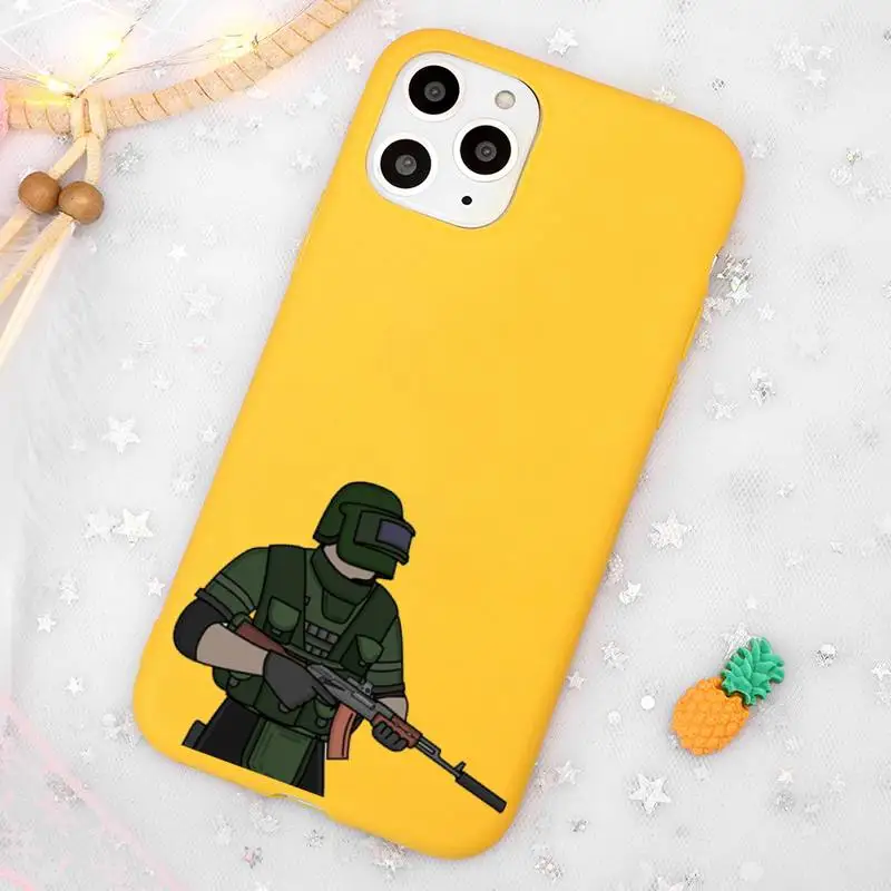 

escape from tarkov Phone Case Candy Color Yellow for iPhone 11 12 pro XS MAX 8 7 6 6S Plus X 5S SE 2020 XR
