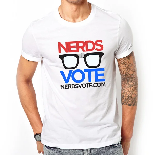 

Nerds Vote Mens White T-shirt Short Sleeve T Shirt Casual Tops Clothes