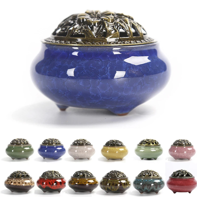 

Fashion Lucky Home Decoration for Incense Black Glaze Disc Censer Ceramic Incense Burner Incense Seat Indoor Household