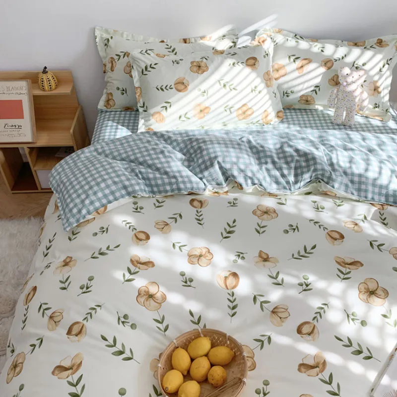 

Home Textiles Bedding Sets Home Bedding Duvet Cover Flat Sheet Skin-Friendly Aloe Cotton 3/4PCS Quilt Cover Sheet Pillowcases