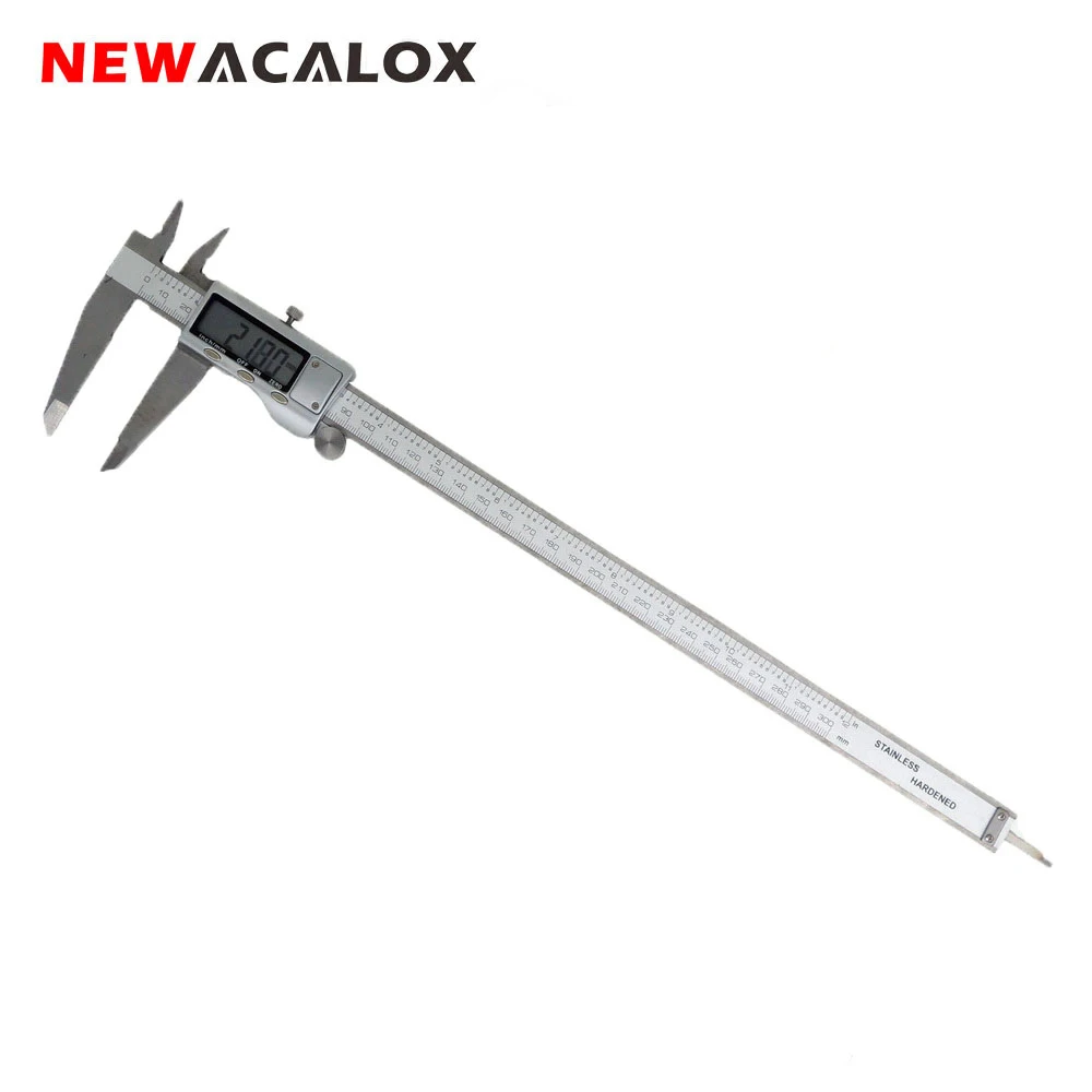 NEWACALOX 0-12 дюймов/300 мм цифровой штангенциркуль измерительный инструмент прецизионный нержавеющая сталь дюймов/метрический с очень большим ЖК-экраном