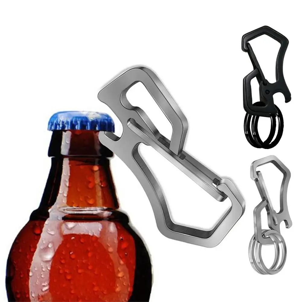 

Multifunctional Key Chain Bottle Opener One-button Simple Design Cutting Hook Buckle Double Loop Key Ring Hiking Camping Tool
