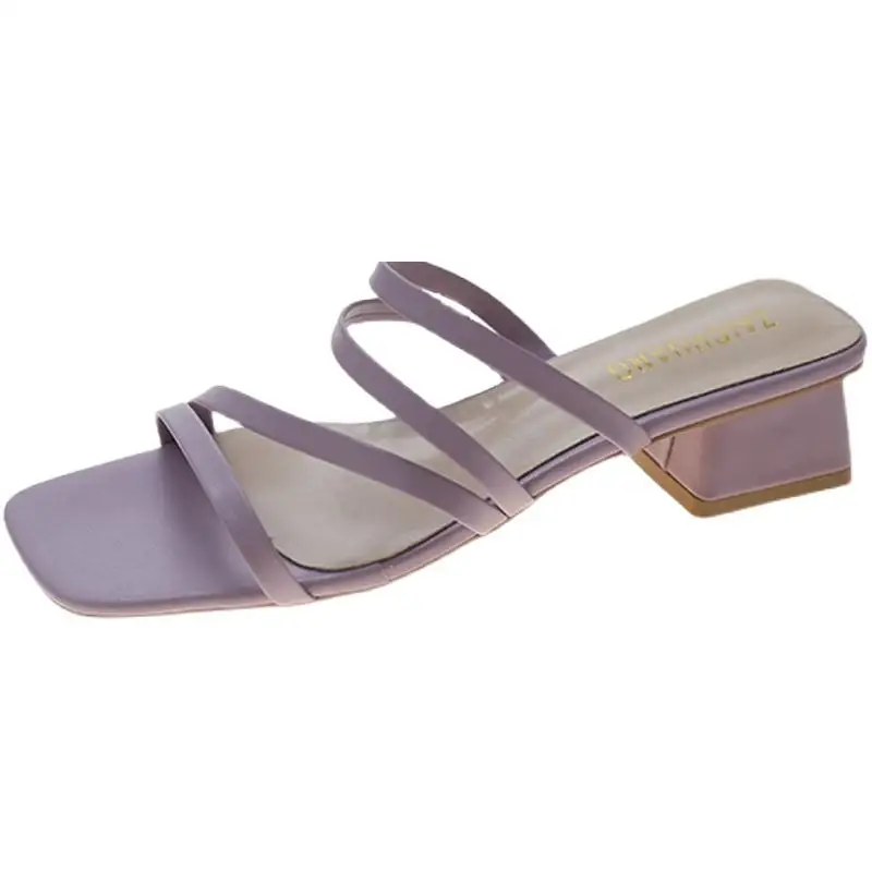 

Shoes Ladies' Slippers Med Square Toe Rubber Flip Flops Slipers Women Cross-Tied Luxury Slides Summer Hawaiian 2021 Designer Rom