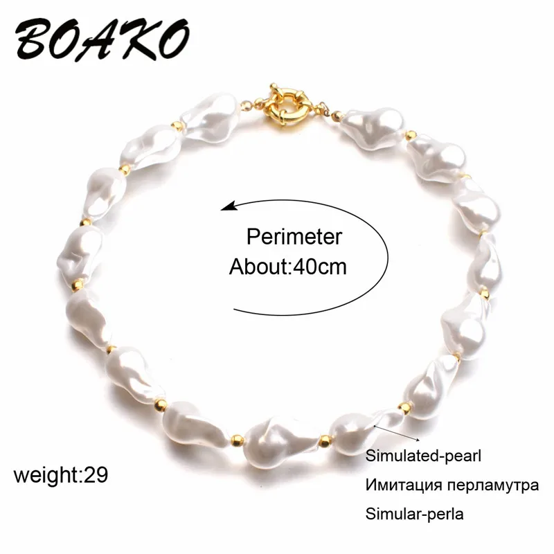 BOAKO Boho женское чокер барокко жемчужное модное колье-чокер ювелирные изделия свадебные Большие нерегулярные массивное жемчужное ожерелье